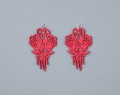 iris red lace chandelier earrings