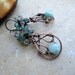 larimar earrings in copper with aquamarine and apatite