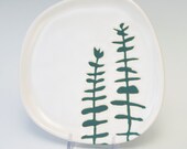 appetizer or dessert plate - eucalyptus in blue green - home decor serving plate