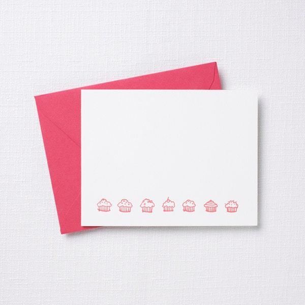 Cupcakes Letterpress Notecard Set of 6