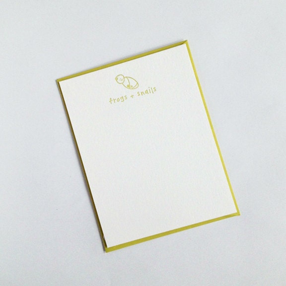 New Baby Frogs and Snails Letterpress Notecard
