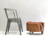 Stump Table Casters Juniper Tree Trunk with Maple Wheels