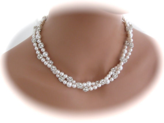 Wedding Jewelry Set Bridal Necklace Pearl Earrings Wedding Necklace Bridal Jewelry