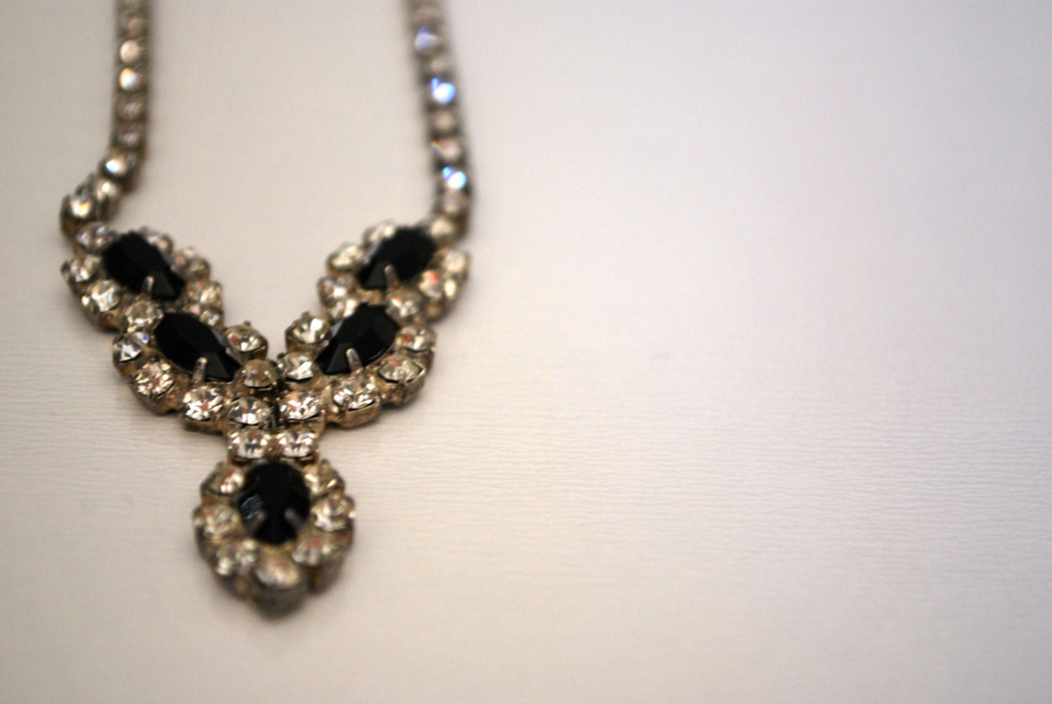 Rhinestone Necklace with Black Stones