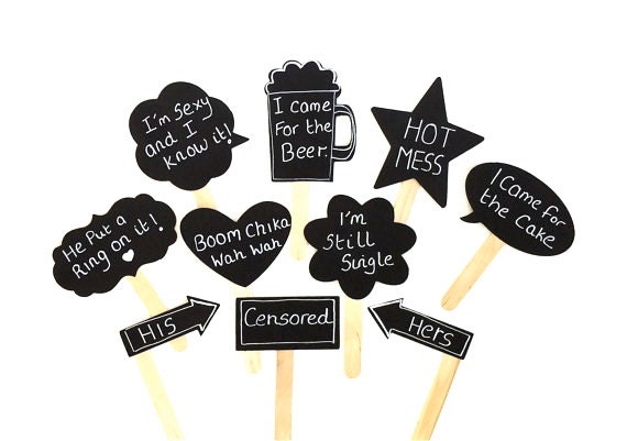 Wedding Chalkboard Photo Booth Props Cute Speech Bubble Props Chalk board Photobooth Props Set of 10 Wedding Photo Props Decoration
