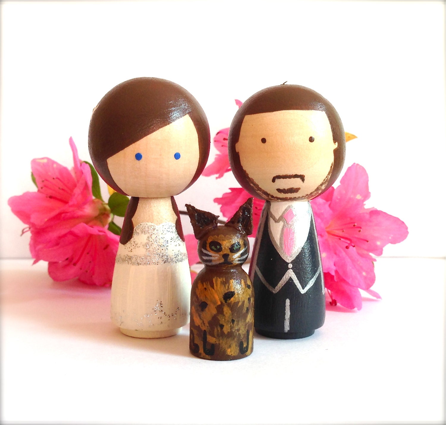 Kokeshi WEDDING CAKE TOPPER With Pet Custom Kokeshi Doll Wedding Cake Toppers Cute Cake Toppers