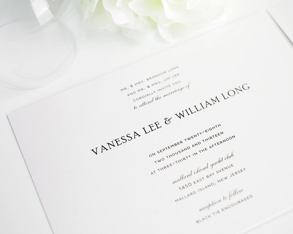 Elegant Wedding Invitation - Black, White, Silver - Simple Elegance Sample Set