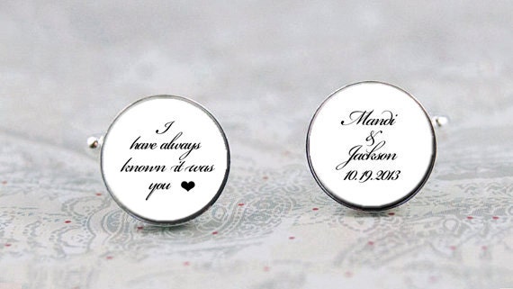 Wedding Cufflinks, Anniversary Cuff links, Personalized Gift for the Groom
