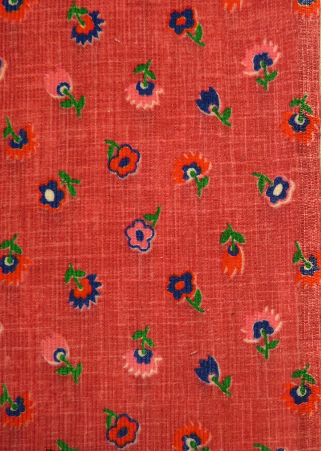 1970s Vintage Fabric - Dusty Pink Floral Corduroy - 4 2/3 yds x 42" wide