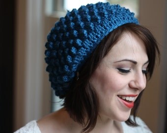 Turquoise Blue Crocheted Petal Hat