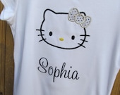 Personalized Hello Kitty Shirt-Embroidered Kitty Shirt- Appliqued Hello Kitty shirt
