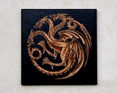 House Targaryen Crest Game of Thrones woodburned art