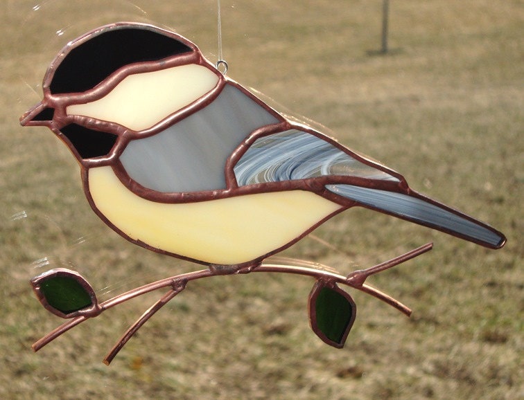 Chickadee - Medium Stained Glass Bird Suncatcher