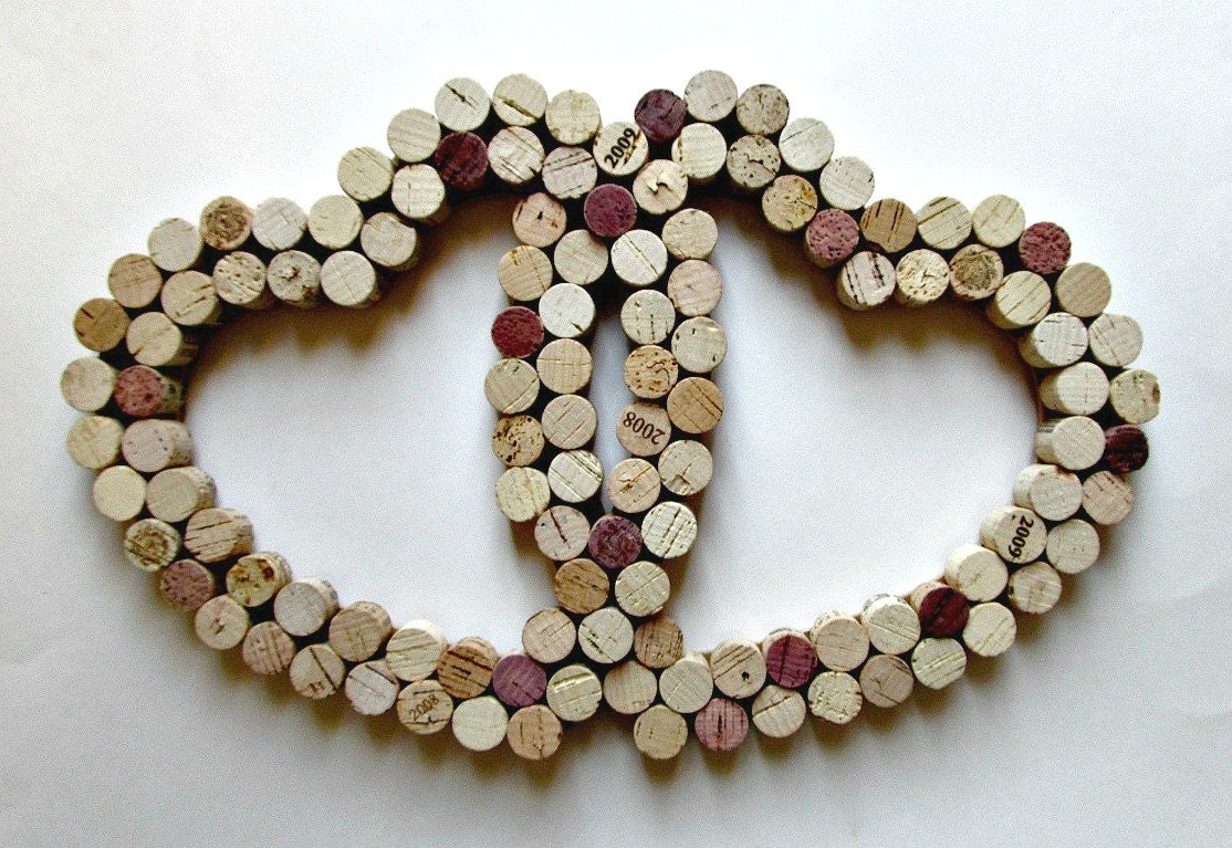 Wine Cork Heart Wall Decor - Two Intertwined Hearts - Wedding, Anniversary, Valentine's Day, Wine Lover, Eco Friendly
