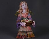 Falerina, Flower Fairy, OOAK Cloth Sculpted Art Doll 15"