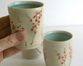 Three Small Flower Cups, hand-painted