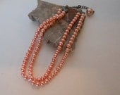 2 Strand 1950 Pink Pearl Choker. Vintage. Fashion. Etsy              Jewelry. Necklace. Double. Faux Pearl. Under 20 dollars