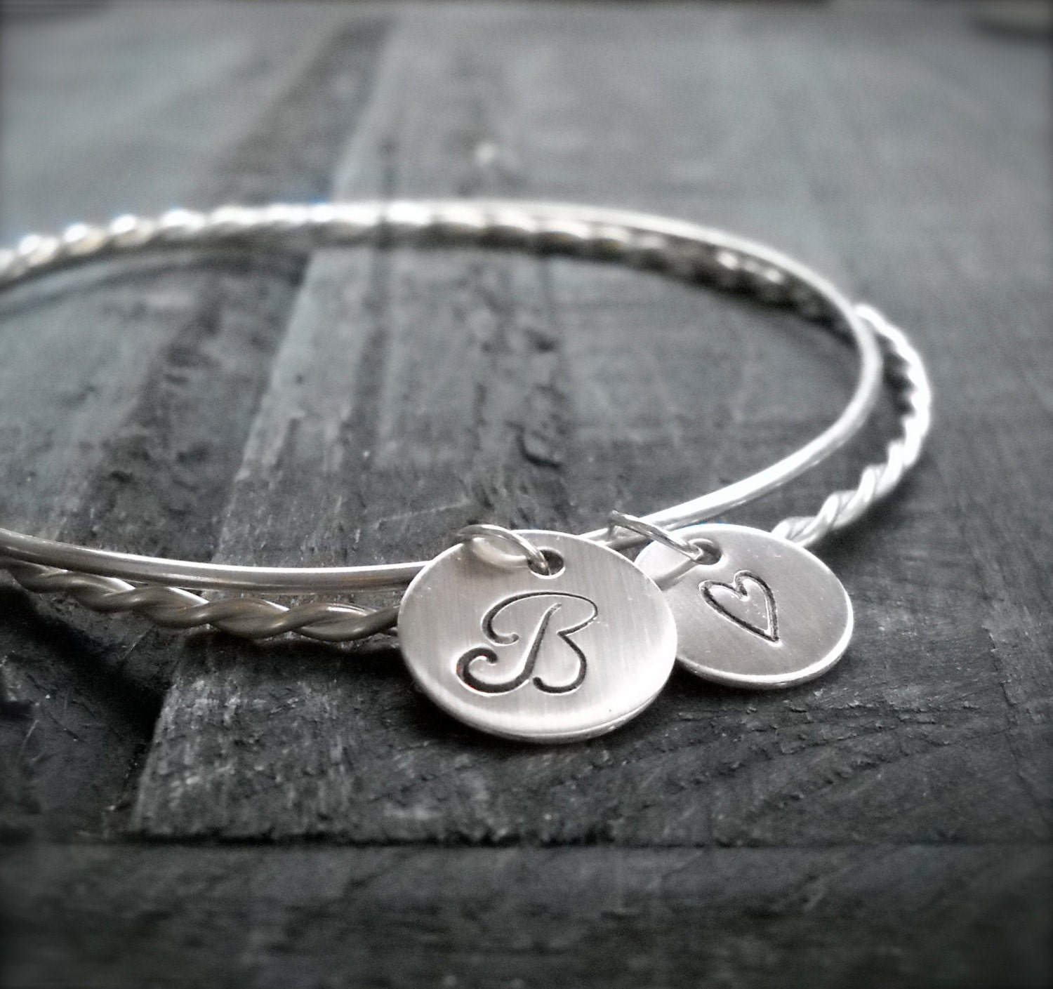 Sterling SIlver Initial bangle Set