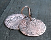 Rustic Copper Lotus Earrings