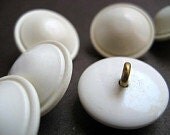 6 Vintage Cream Buttons with metal shanks