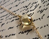 peridot singlet necklace - lovely pale lemonlime gem - simple framed setting - simple gemstone jewelry