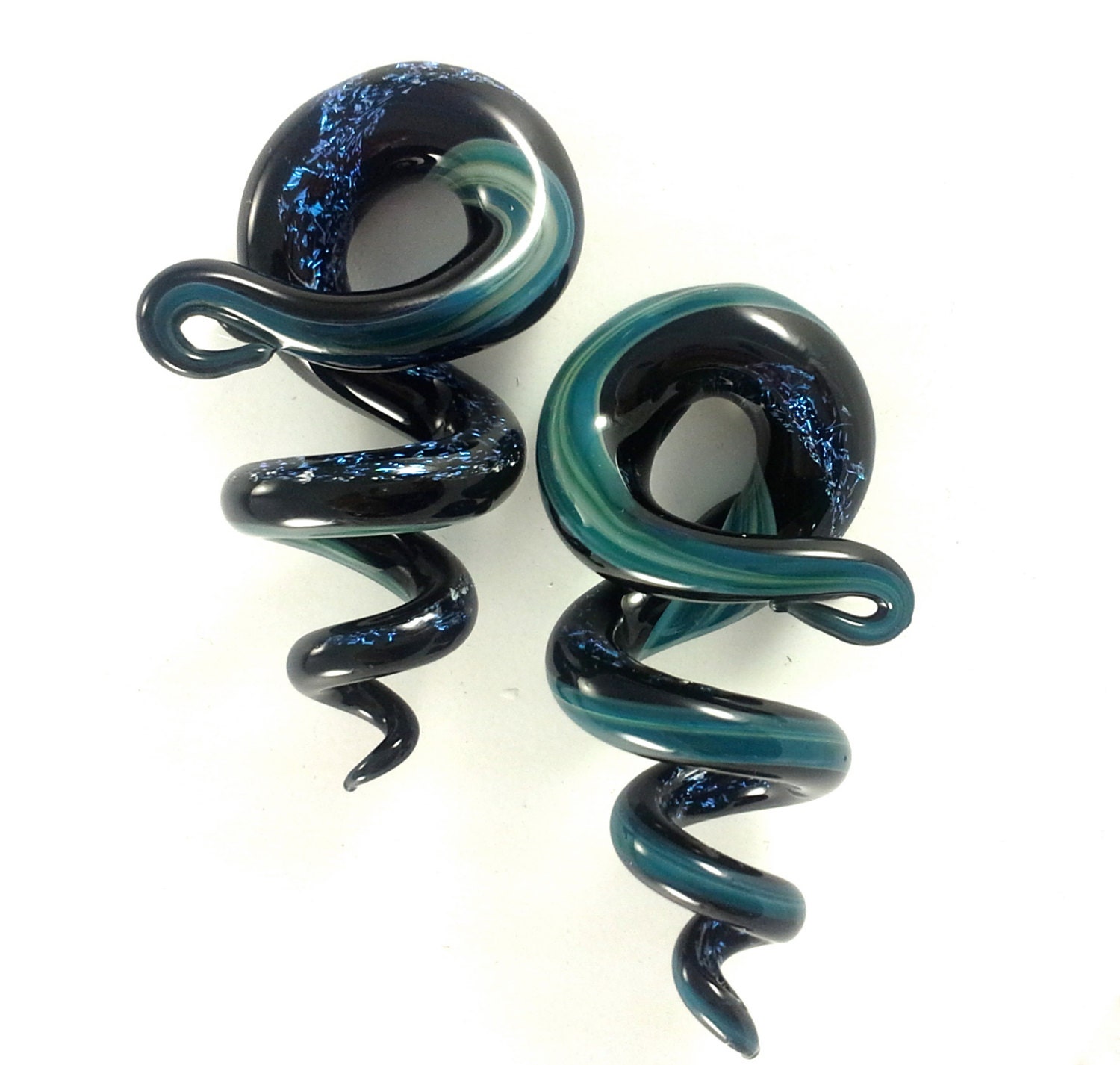 00g (9mm) Tri-Tone Dichroic SQUIDZ Shapes Ear Plug Gauges Borosilicate glass