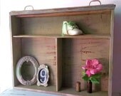 Vintage Shabby Bohemian Wall Shelf . Wood Rustic Tray. Cottage Chic Decor. Sage Green Pink