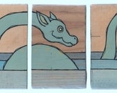 Delta Dino - Original 3 Panel Acrylic Painting on Recycled Wood