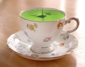 Teacup Candle - Vintage Tuscan Floral Pattern Fine Bone China Soy Wax Tea Cup Candle - your choice scent