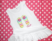 Personalized Appliqued Flip Flop  Tank Ruffle Dress