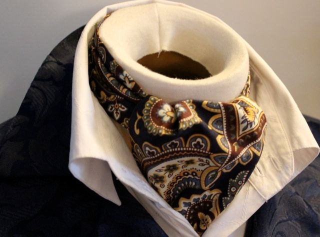 Pure Cotton - Paisley Navy and Brown - DAY Cravat Victorian Ascot Tie Cravat