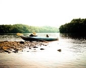 Summertime lake Photography kayak cabin river fun water's edge lake trees remote stone brown blue boat paddle Taking a rest 8x11 fine art