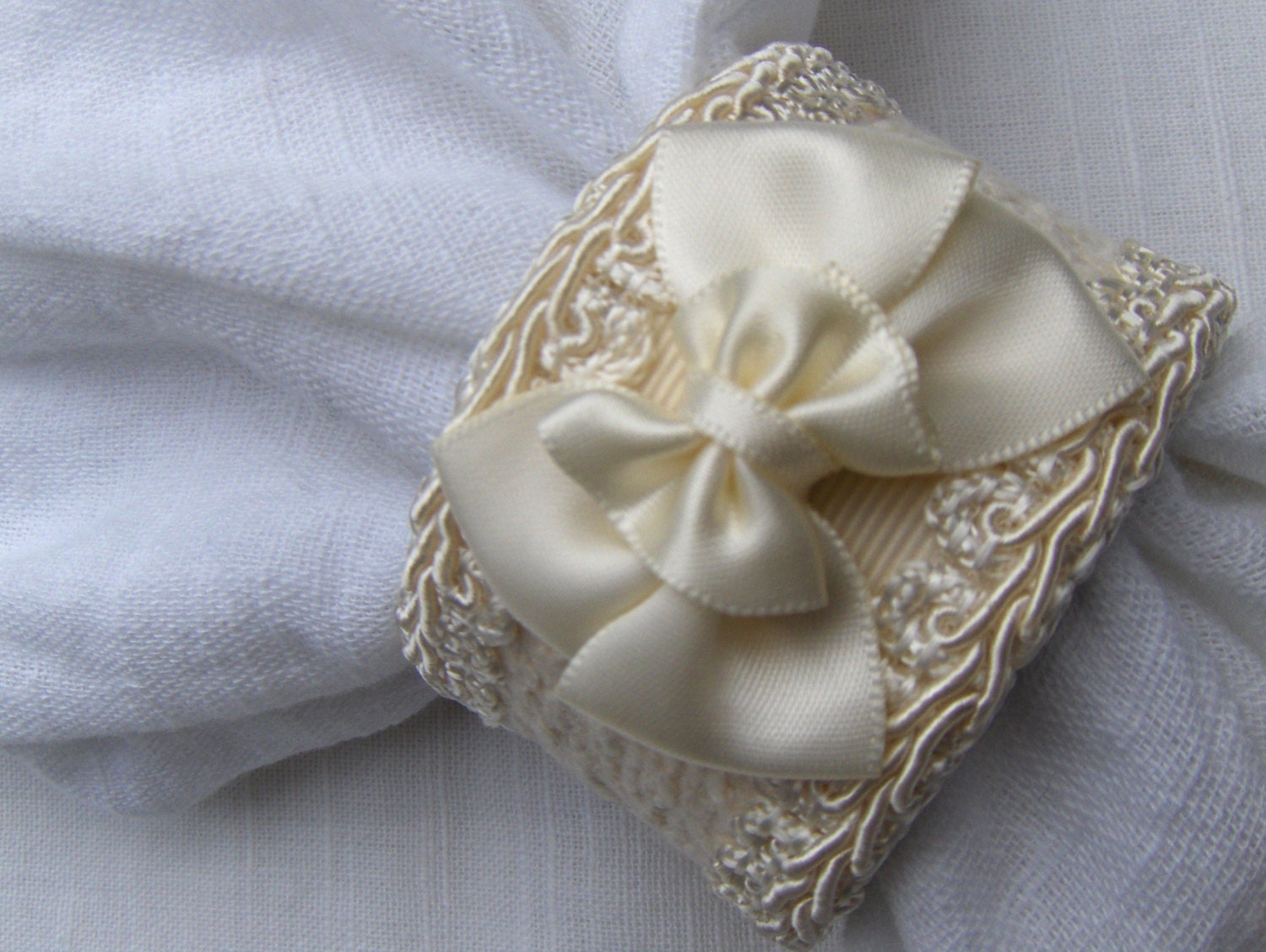 Ivory Wedding Napkin Rings Bride & Groom Set of 2