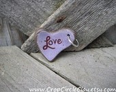Beautiful script LOVE Heart Ceramic Charm Pendant focal bead Pendant Focal Reiki energy Love Pendant Heart Focal Bead Sterling Silver