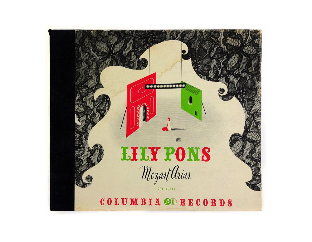 Alex Steinweiss 10-inch 78rpm record album design, 1943. "Mozart Arias" by Lily Pons