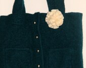 Till Felted  Large Tote Bag Purse with 4 silver buttons Hand Sewn using Upcycled Sweater Two Front pockets one inside pocket
