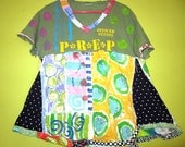 Funky Hand Painted short sleeve swing top fits small medium large