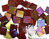 50 Iridescent Red Stained Glass Tiles for Mosaic Tile