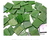 50 Iridescent Green Stained Glass Tiles for Mosaic Tile