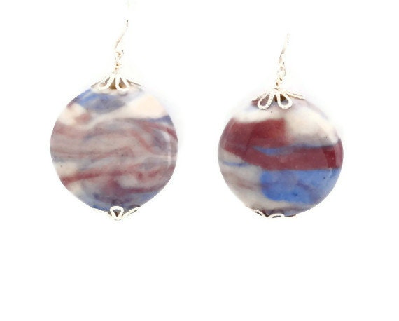 Blue Pink and White Earrings
