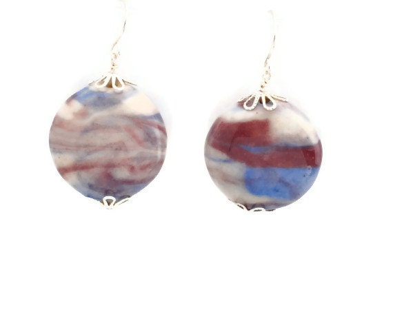 Blue Pink and White Earrings