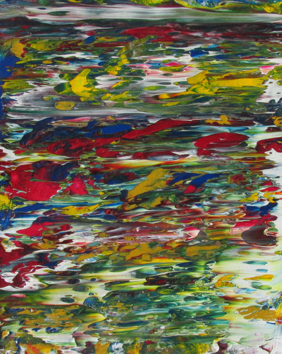 Wall Art Painting Sea Storm Abstract Acrylic Fine Art 11 X 14 Original Painting in 20 X 16 White Mat