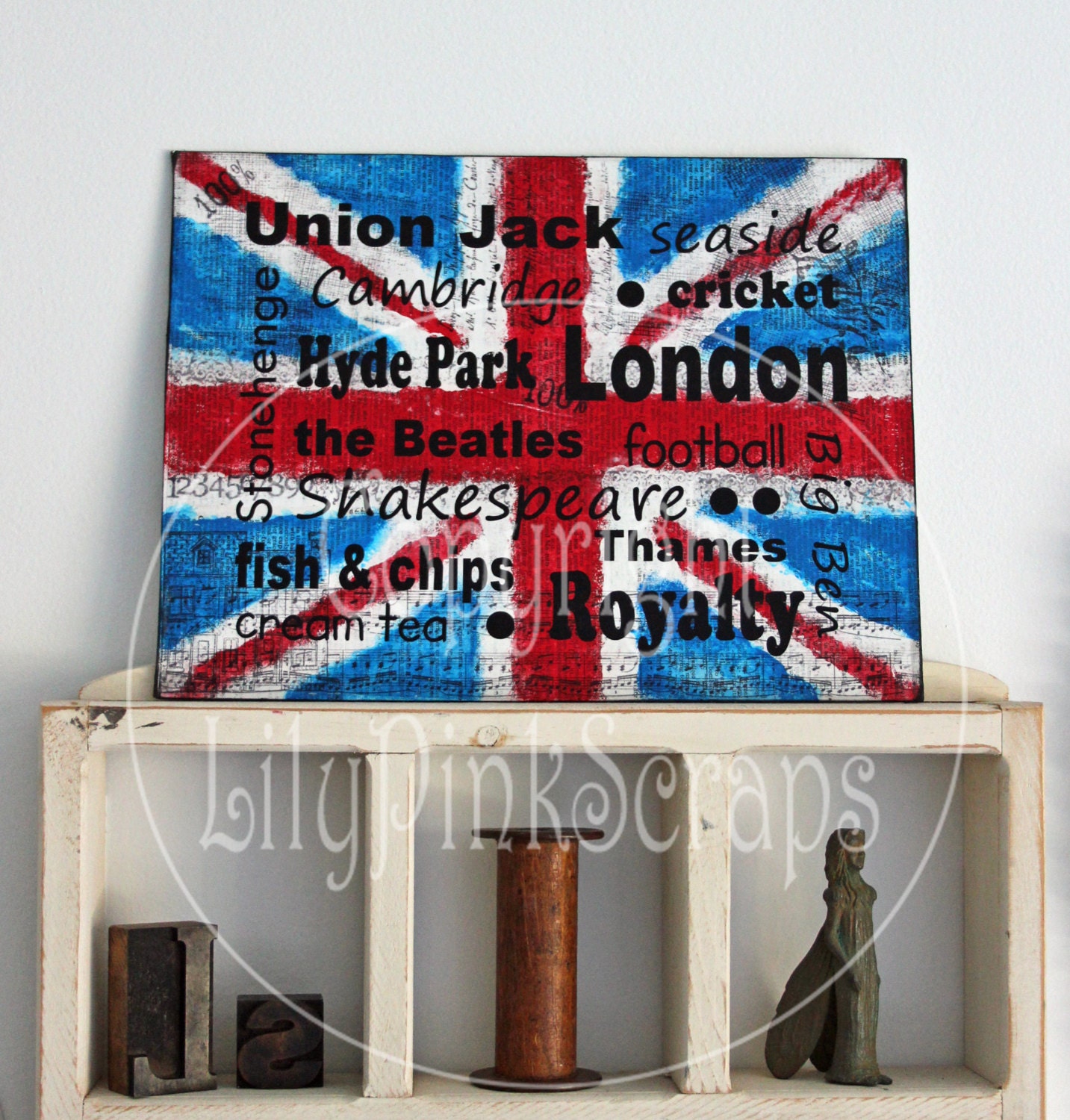 Union Jack subway word art canvas board