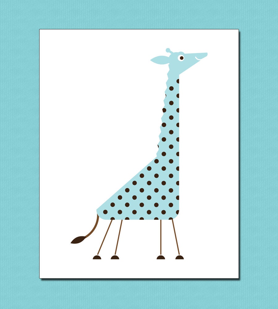 Tiny But Tall - Blue Baby Giraffe Print - 8 x 10 (Free Shipping in US)