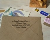 Custom Beautifully Written Return Address Olive Wood Stamp
