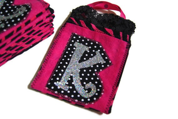 Zebra Print Birthday Sleepover Party Personalized Goody Treat Loot Bag Girls Kids Children - Pick Your Fabric and Initial