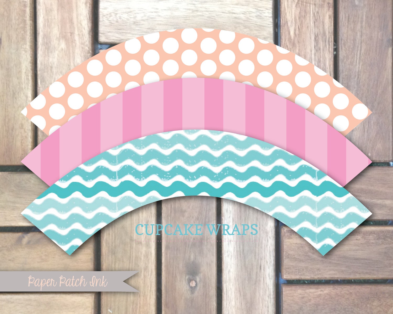 Under the Sea Cupcake Wrapper PDF Digital File - Printable DIY - Three Designs