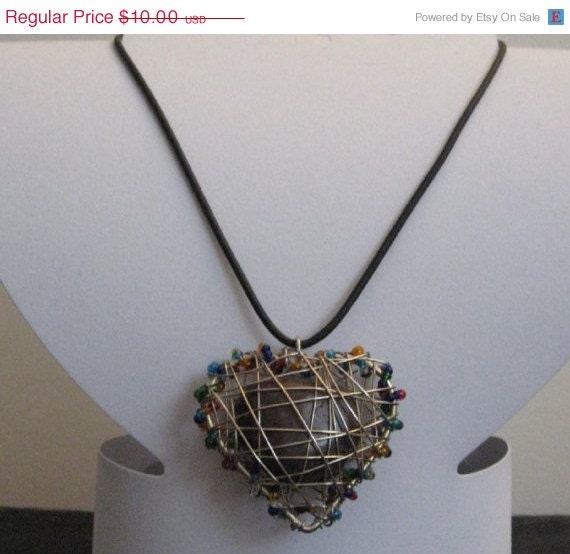 ON SALE Wire Wrapped Heart Pendant