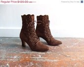 25% OFF STOREWIDE SALE Vintage 1980s brown suede embellished ankle boots / 7