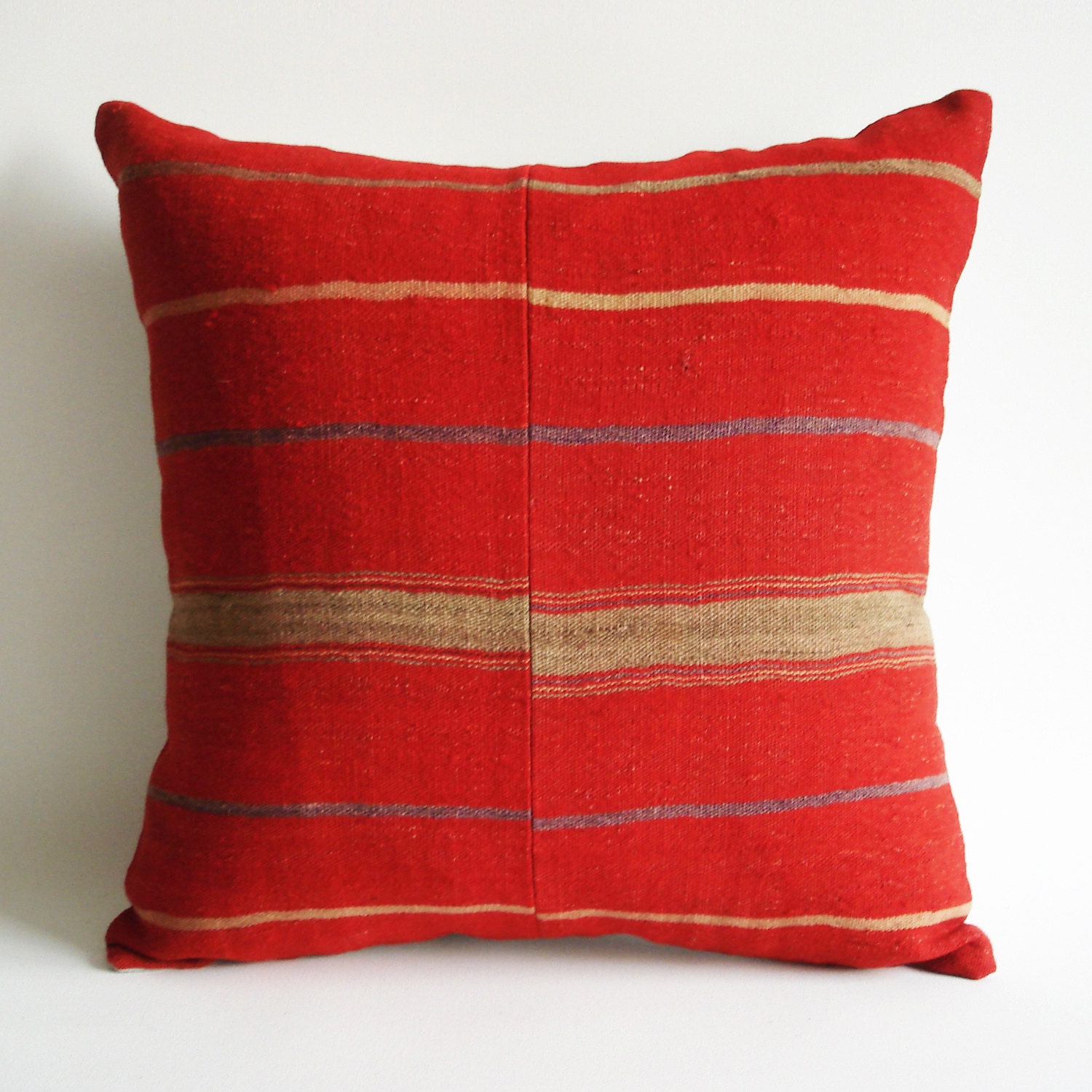 BIG SALE / Pillow Organic Shine Society Modern Bohemian Throw Pillow. Handwoven Vintage Tribal Turkish Kilim Pillow Cover Stripes Pillow